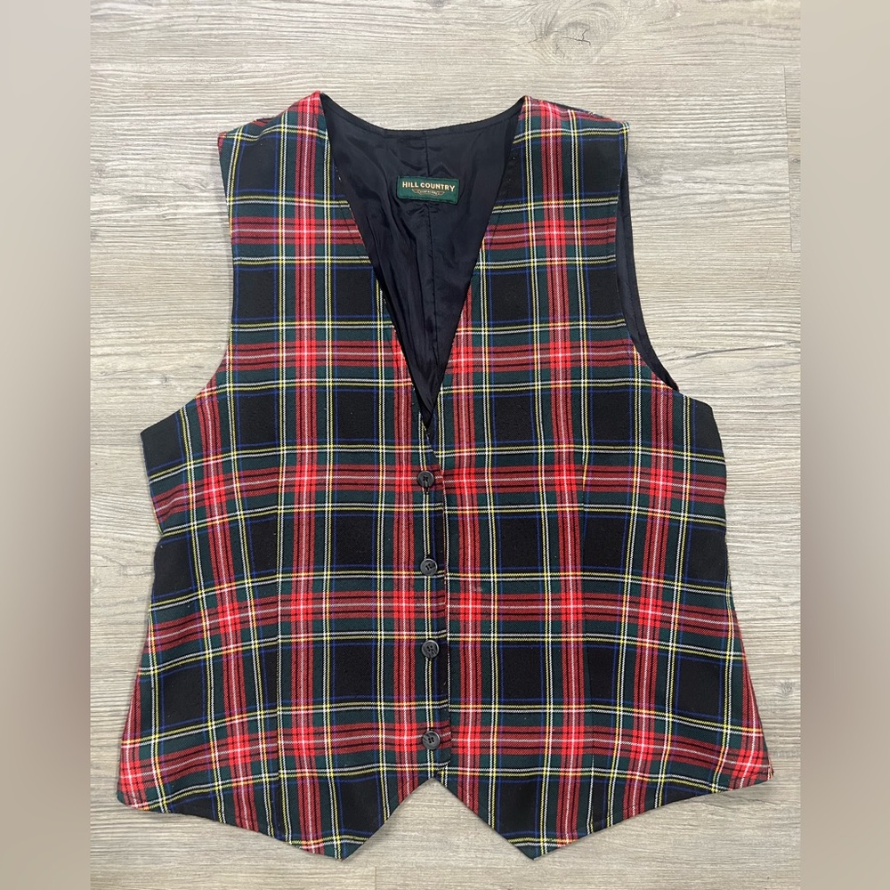 Vintage Hill Country Plaid Vest Large
